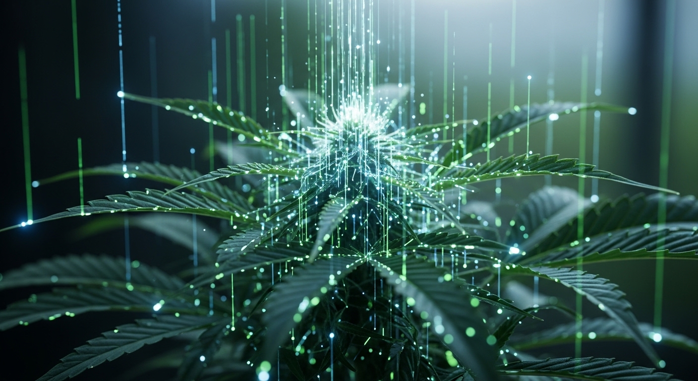 Mạng lưới ánh sáng kỹ thuật số xanh lam và xanh lá trên nền cây xanh, tượng trưng sự phát triển và kết nối. Hình ảnh minh họa tiềm năng khi tìm hiểu cách kiếm tiền từ Tiktok cho người mới.