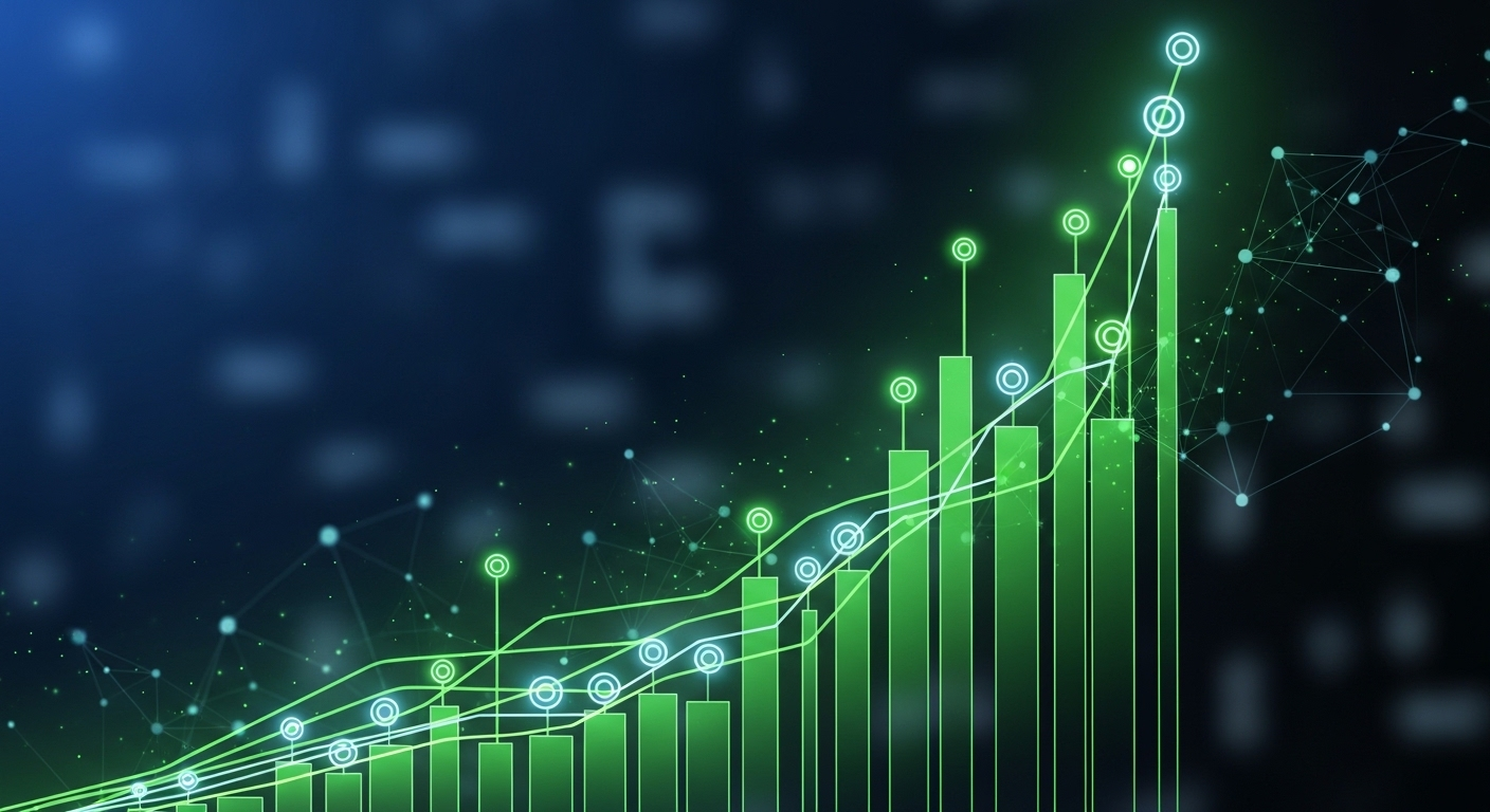 Biểu đồ tăng trưởng kỹ thuật số với đường xanh lá cây rực rỡ, tượng trưng cho tiềm năng và các cơ hội kiếm tiền online (MMO là gì) đang mở rộng. Biểu đồ tăng trưởng kỹ thuật số với đường xanh lá cây rực rỡ, tượng trưng cho tiềm năng và các cơ hội kiếm tiền online (MMO là gì) đang mở rộng.