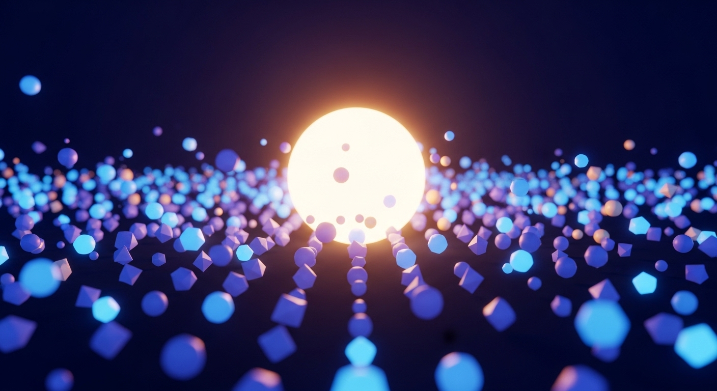 Hình ảnh các điểm sáng nhỏ hội tụ, tượng trưng cho sự gia tăng tương tác và lượt thích. Minh họa hiệu quả của dịch vụ tăng like Youtube chuyên nghiệp.