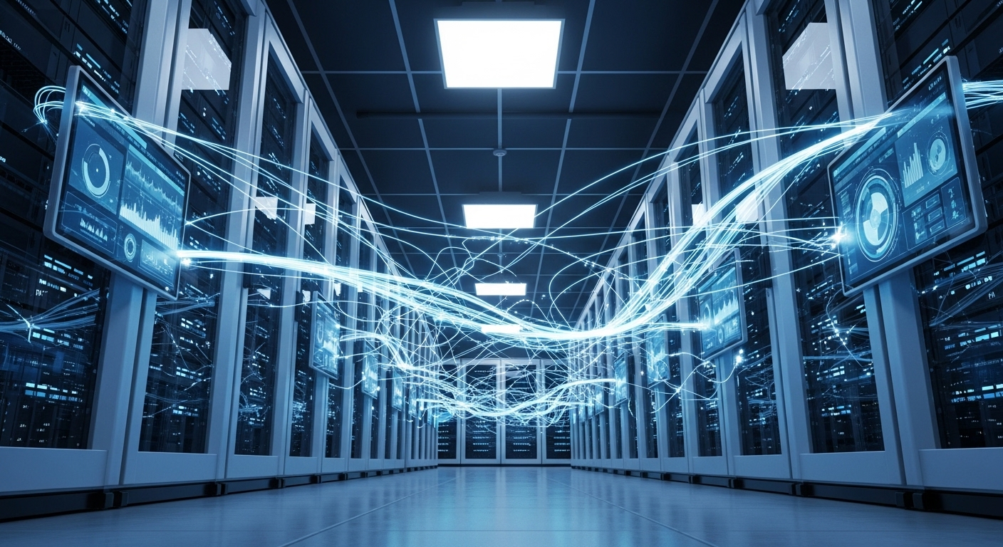 Trung tâm dữ liệu hiện đại với các tủ server sáng đèn xanh trắng, biểu thị luồng dữ liệu tốc độ cao. Đây là nền tảng vững chắc để tăng view Youtube bằng VPS một cách hiệu quả và ổn định. Trung tâm dữ liệu hiện đại với các tủ server sáng đèn xanh trắng, biểu thị luồng dữ liệu tốc độ cao. Đây là nền tảng vững chắc để tăng view Youtube bằng VPS một cách hiệu quả và ổn định.