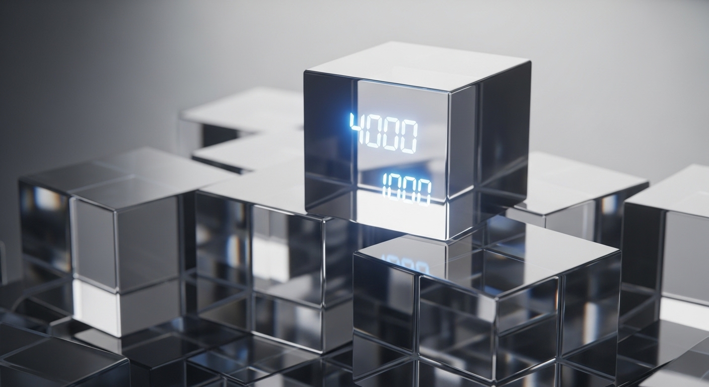 Các khối kính trong suốt vững chãi với số 4000 và 1000 phát sáng, biểu thị cột mốc quan trọng để bắt đầu kiếm tiền trên YouTube.