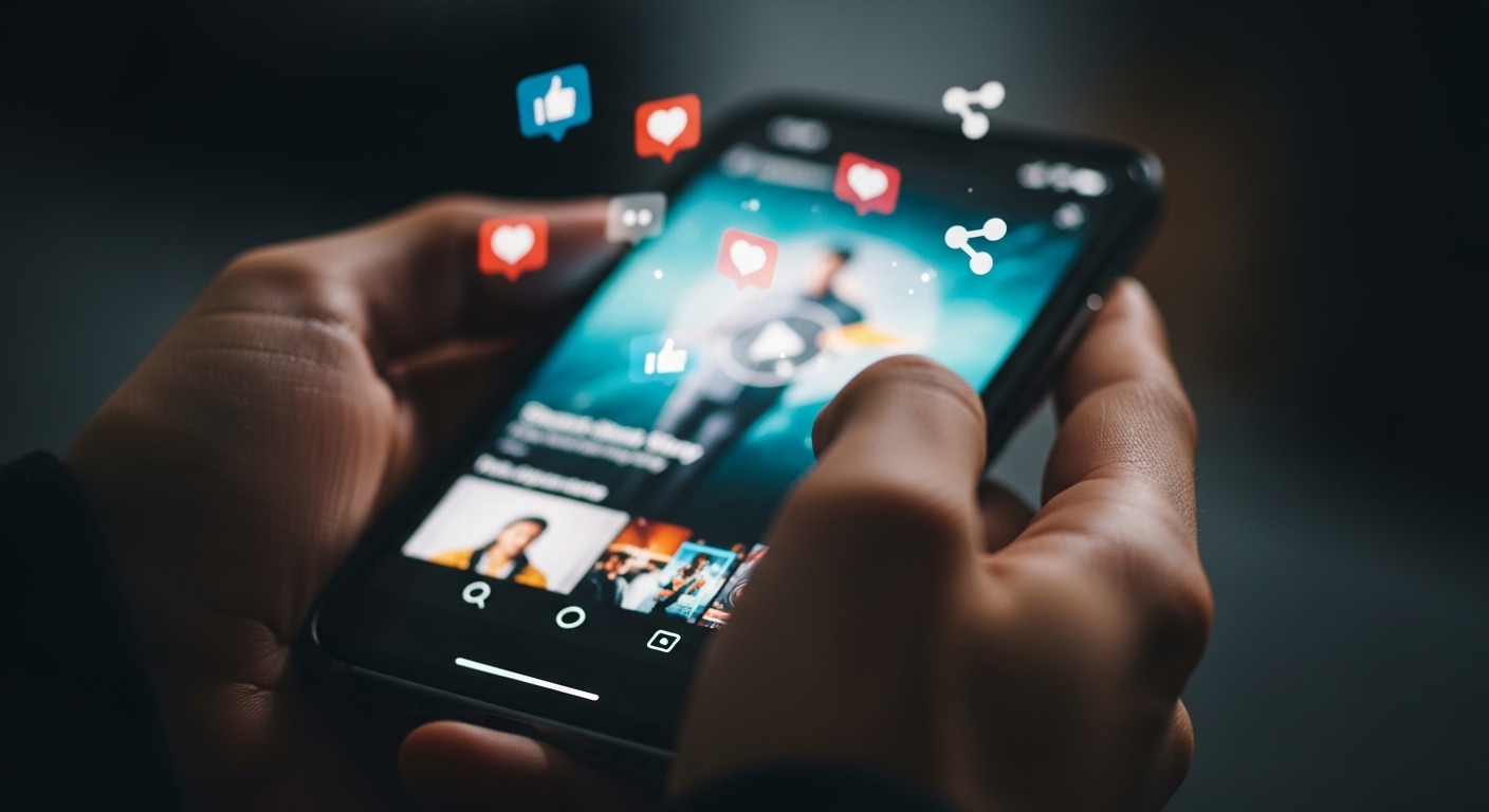 Cận cảnh tay cầm smartphone hiển thị Story video ngắn sinh động trên Facebook với biểu tượng tương tác. Học cách bật kiếm tiền từ Facebook Story qua nội dung hấp dẫn như thế này. Cận cảnh tay cầm smartphone hiển thị Story video ngắn sinh động trên Facebook với biểu tượng tương tác. Học cách bật kiếm tiền từ Facebook Story qua nội dung hấp dẫn như thế này.