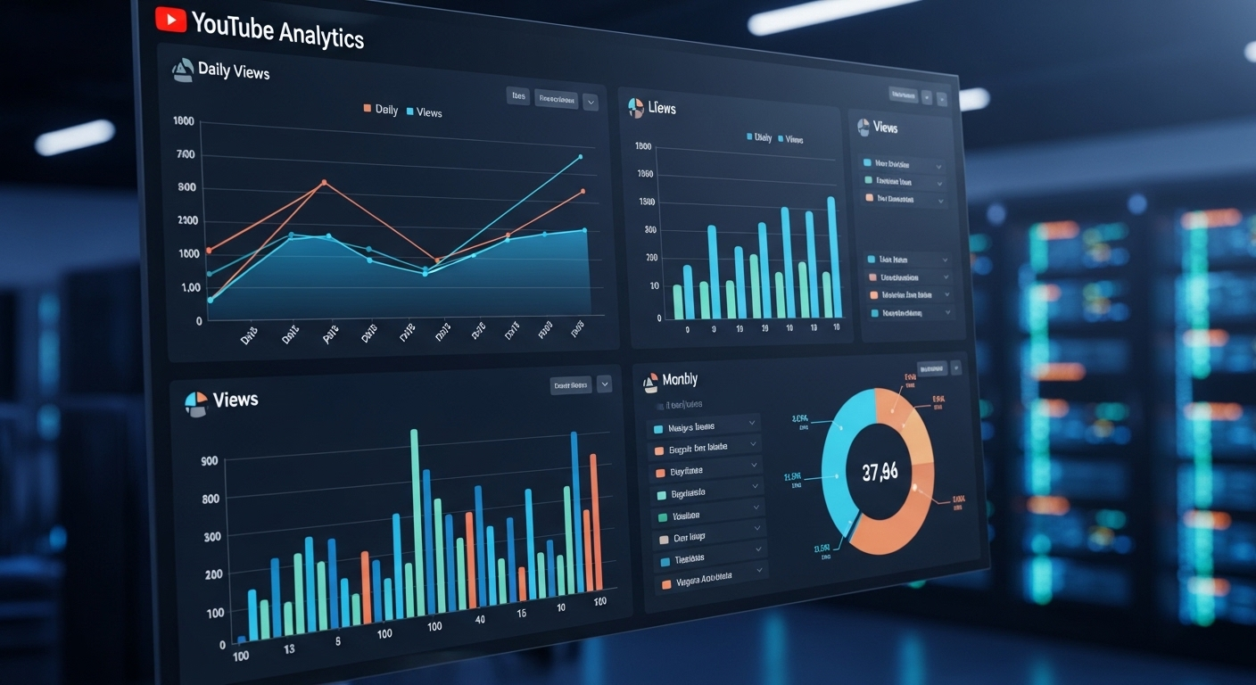 Bảng điều khiển YouTube Analytics hiển thị biểu đồ tăng like Youtube và lượt xem tích cực.