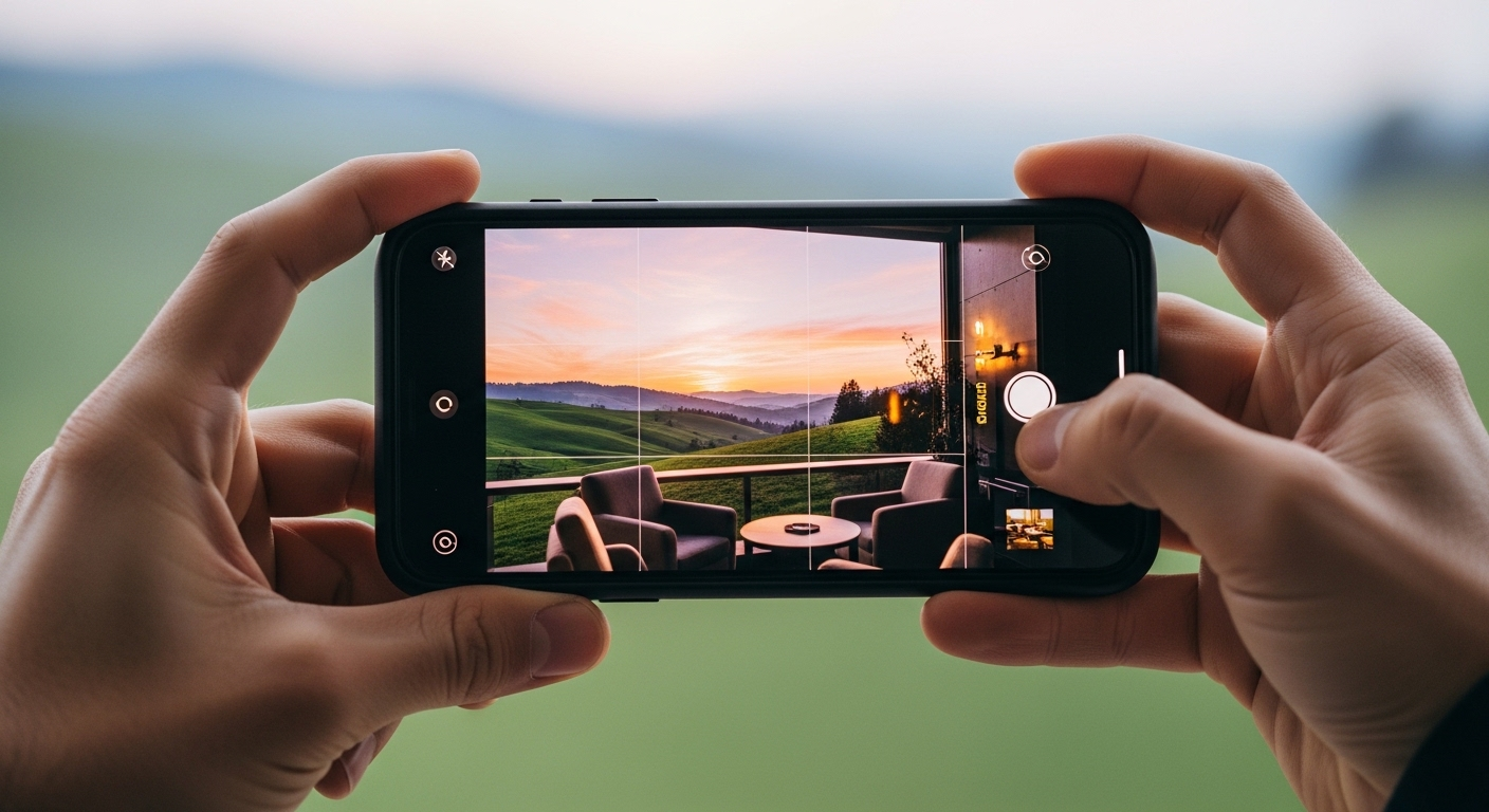 Tay cầm điện thoại thông minh đang sáng tạo nội dung hoặc quay video, một hoạt động giúp kiếm tiền trên TikTok hiệu quả.