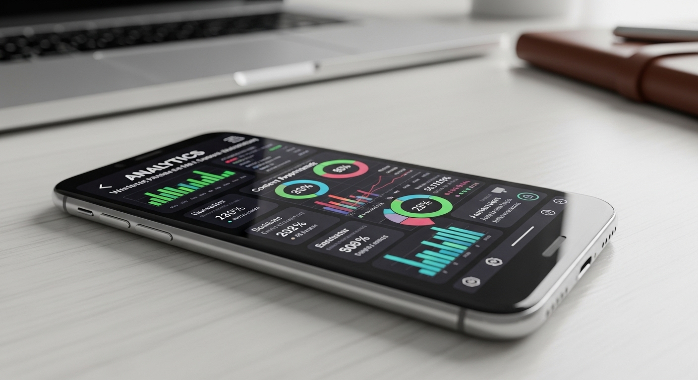 Màn hình điện thoại hiển thị biểu đồ phân tích hiệu suất nội dung chi tiết, cung cấp insights quan trọng về cách bật kiếm tiền trên TikTok và tối ưu doanh thu.