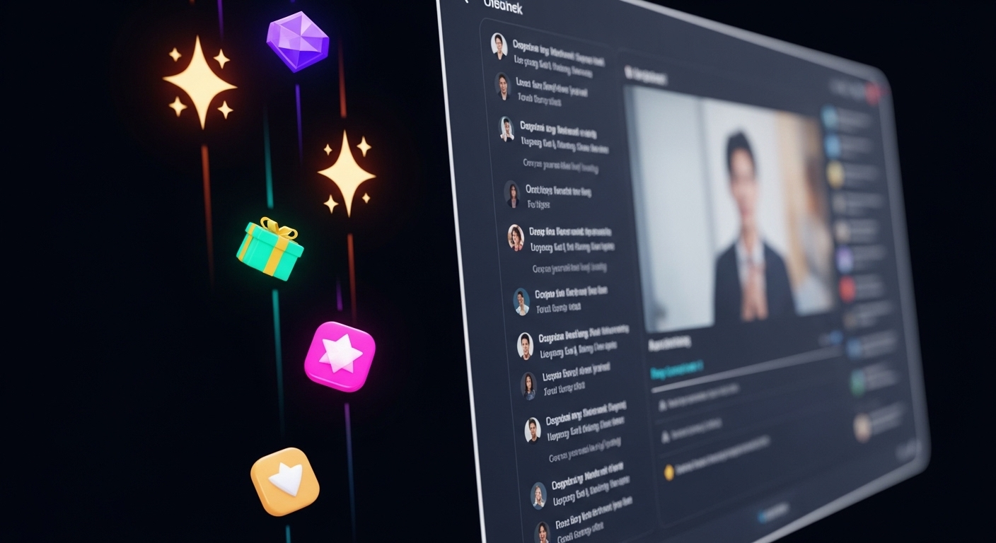 Giao diện livestream động với các biểu tượng quà tặng số đang bay lên, minh họa cách kiếm tiền trên TikTok thông qua nội dung và tương tác.