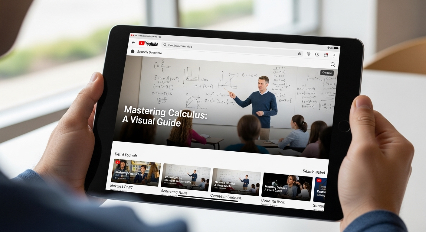 Màn hình máy tính bảng hiển thị kết quả tìm kiếm YouTube, nổi bật với thumbnail video sống động và tiêu đề rõ ràng về cách tăng view và sub cho kênh Youtube hiệu quả.