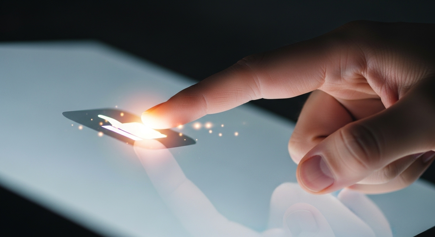 Ngón tay nhấn biểu tượng 'thích' phát sáng trên giao diện kỹ thuật số, yếu tố cốt lõi để hack like YouTube.