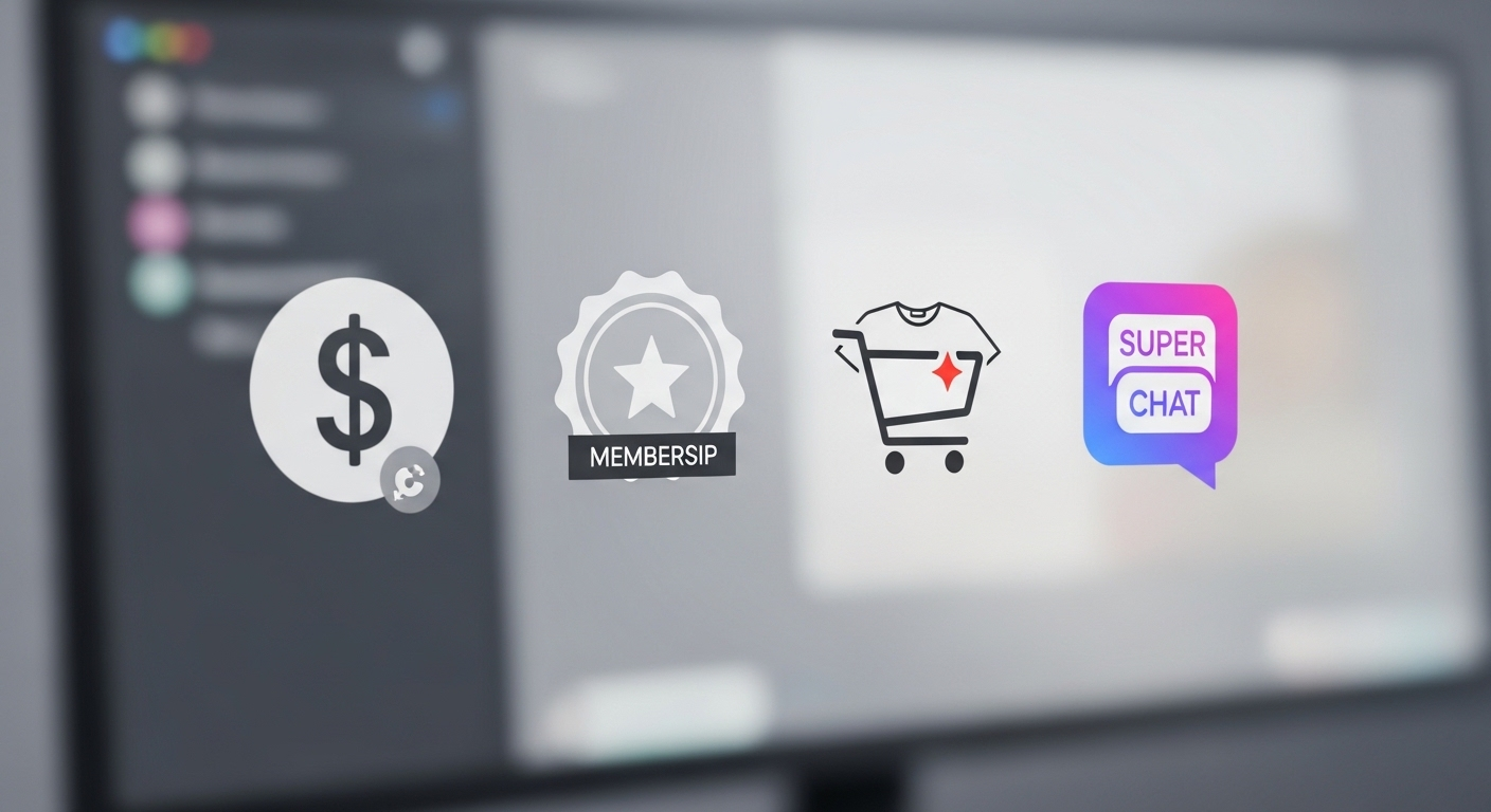 doanh thu quảng cáo (dollar), gói hội viên, Super Chat và bán sản phẩm (giỏ hàng).