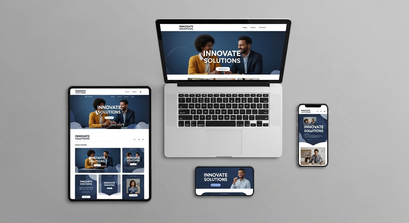 laptop, máy tính bảng, điện thoại hiển thị tài liệu marketing với font chữ tùy chỉnh. Hình ảnh minh họa giá trị của việc biết cách tải font chữ lên Canva để tạo nhận diện thương hiệu nhất quán và rõ nét.