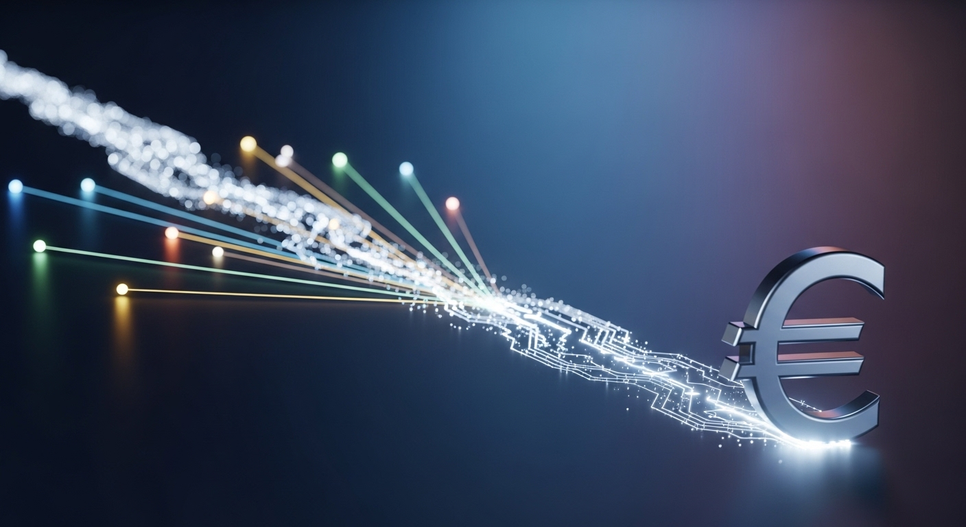 Hình ảnh các dòng thu nhập nhỏ hội tụ thành dòng tiền lớn hướng tới biểu tượng tiền kỹ thuật số, minh họa các cách bật kiếm tiền trên TikTok đa dạng và hiệu quả.