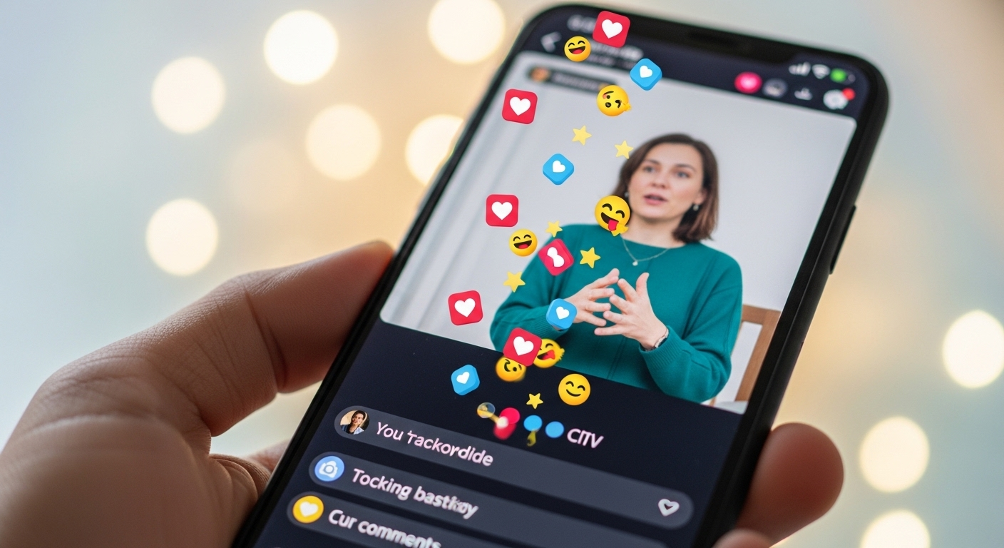 Màn hình điện thoại hiển thị livestream TikTok sôi động, với quà tặng ảo đầy màu sắc bay lên, minh họa cách kiếm tiền từ TikTok hiệu quả qua sự ủng hộ của người xem.