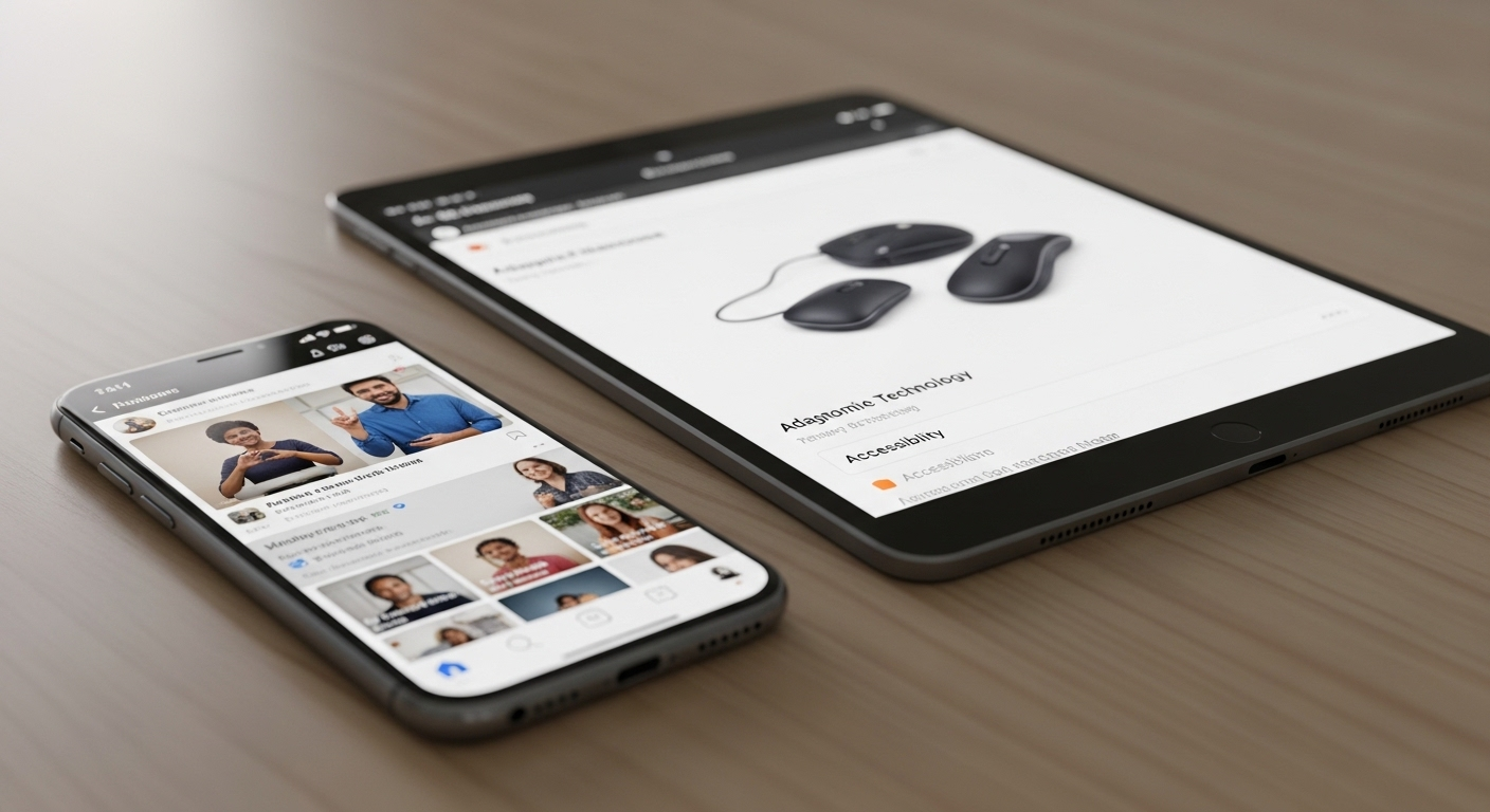 Cận cảnh điện thoại và máy tính bảng hiển thị mạng xã hội, thương mại điện tử. Hình ảnh thể hiện các kênh kỹ thuật số đa dạng, giúp người dùng tìm hiểu MMO là gì qua nhiều nền tảng online.