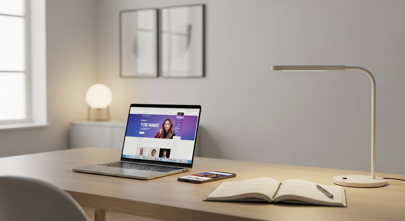 Bàn làm việc tại nhà hiện đại với laptop, smartphone, nơi bạn có thể tìm kiếm app kiếm tiền online hiệu quả.