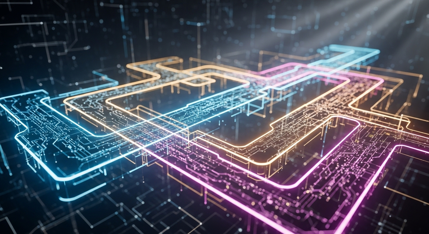 Hình ảnh trừu tượng về mạng lưới kỹ thuật số an toàn với các đường dẫn dữ tin được bảo vệ, gợi mở về vai trò của Proxy dân cư là gì trong việc truy cập và bảo mật thông tin.