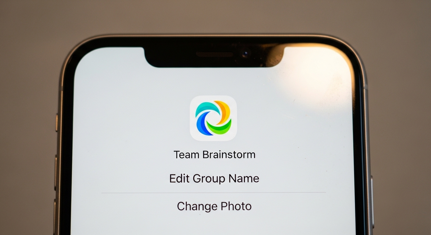 Màn hình điện thoại cận cảnh hiển thị menu cài đặt nhóm trên Messenger, với các tùy chọn 