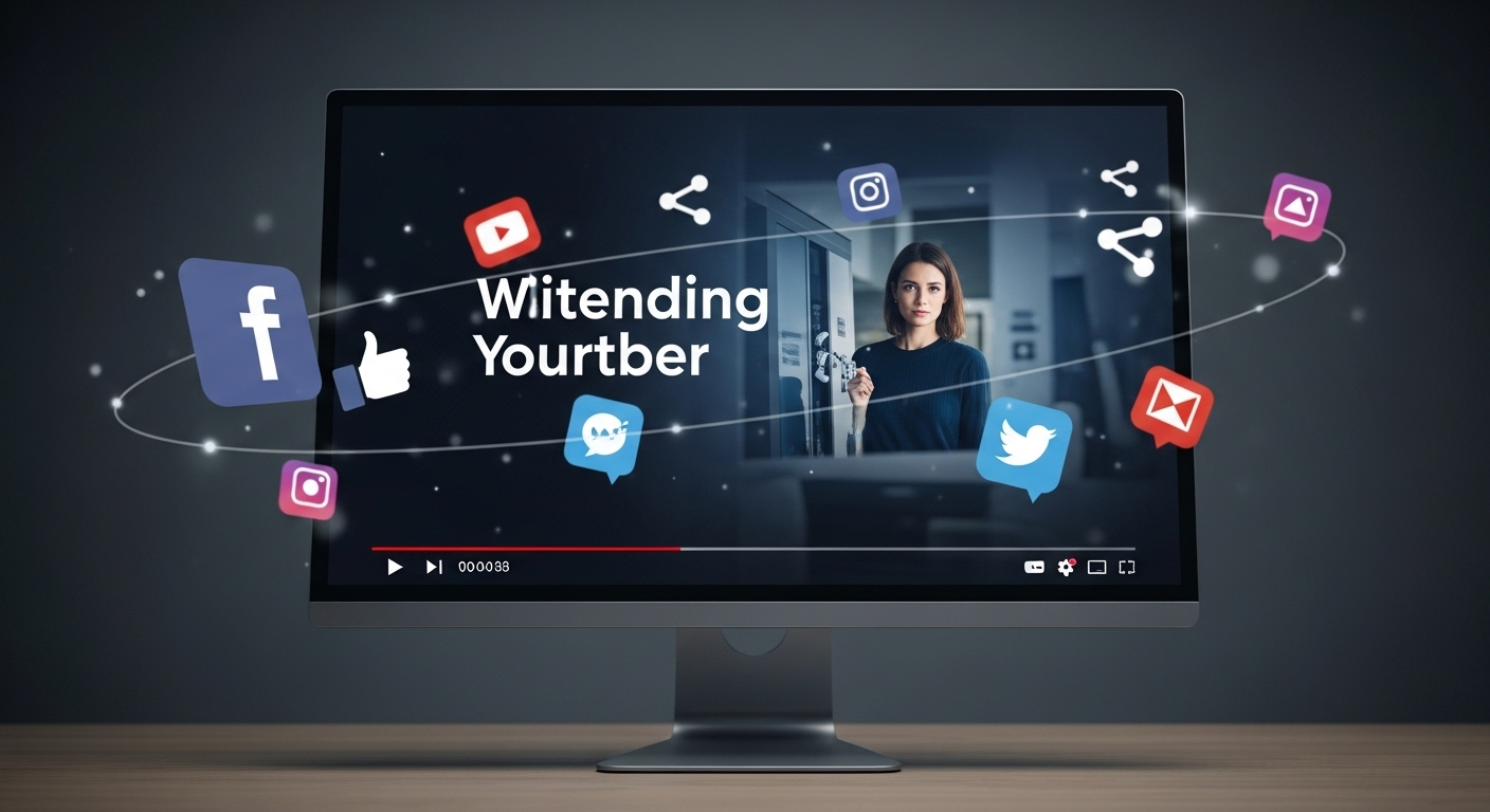 Video chất lượng cao trên màn hình với các biểu tượng mạng xã hội nổi bật, minh họa hiệu quả của cách làm video trên Canva trong việc tạo nội dung thu hút và lan truyền.