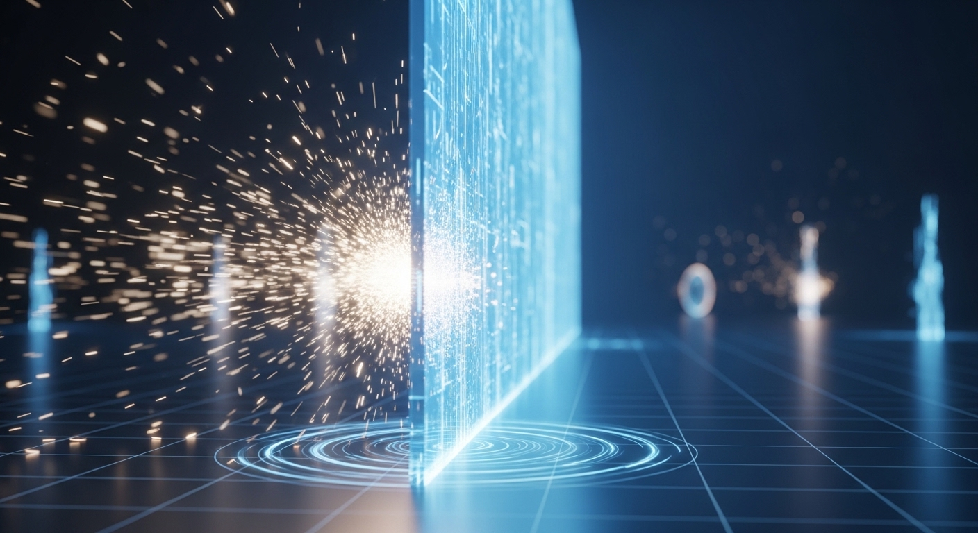 Một lá chắn kỹ thuật số trong suốt, vững chắc với năng lượng xanh lam phát sáng, bảo vệ không gian kỹ thuật số. Minh họa trực quan cho cách tạo khiên bảo vệ avatar Facebook mạnh mẽ.