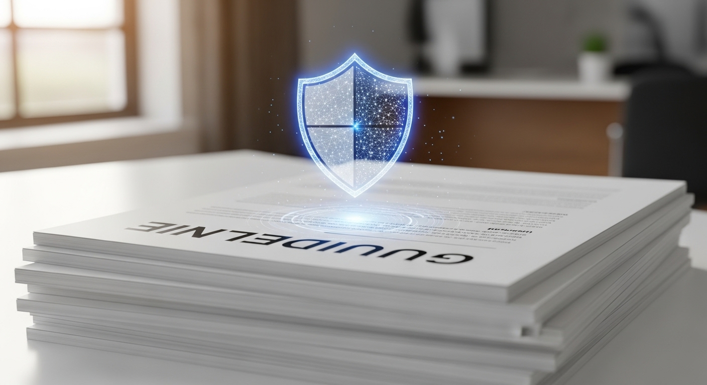 Tài liệu hướng dẫn và lá chắn số bảo vệ, biểu tượng cho việc tuân thủ chính sách và thực hành an toàn để thành công với cách bật kiếm tiền trên TikTok.