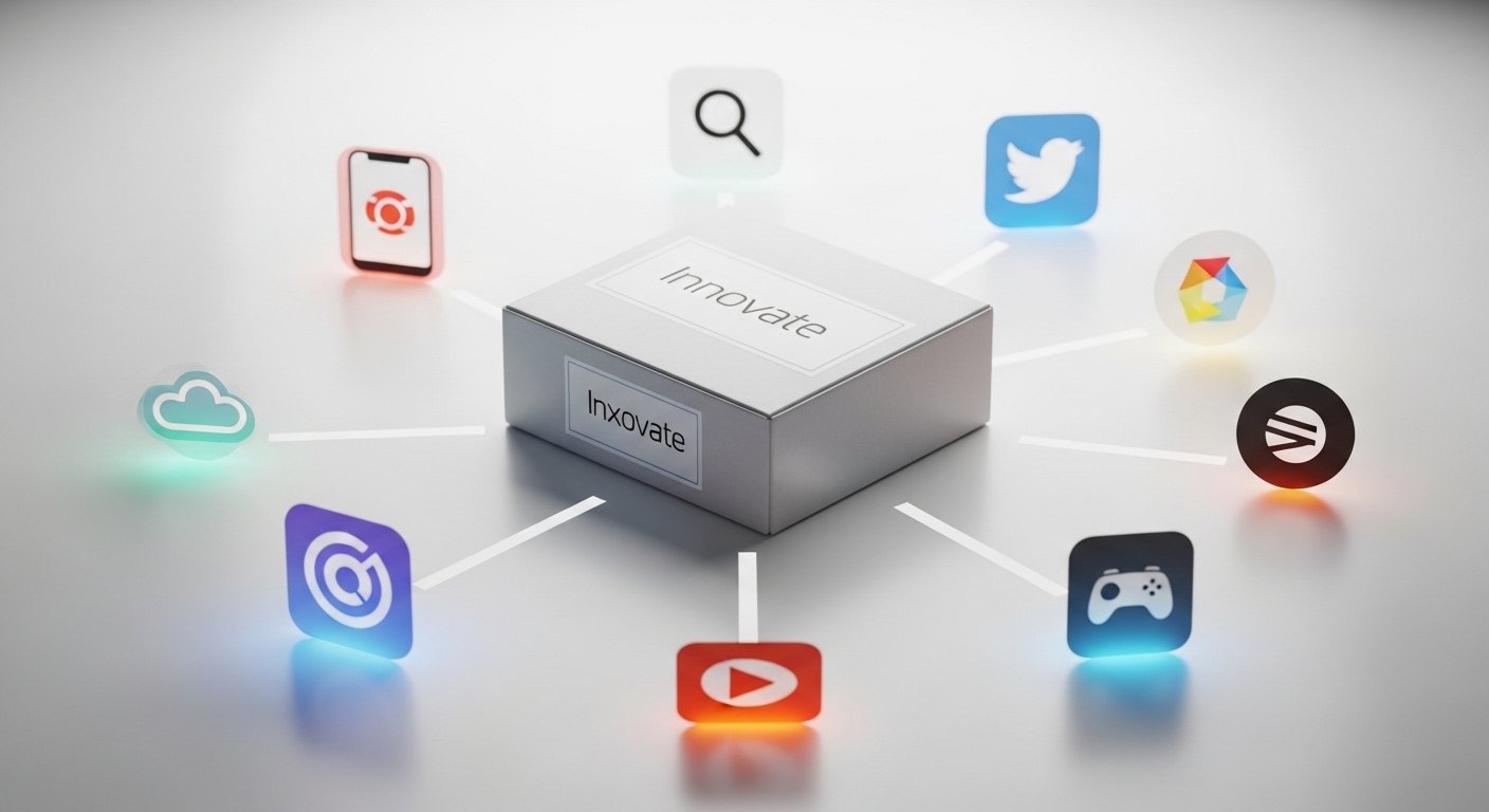 Hộp sản phẩm trung tâm, nhiều logo nền tảng thương mại điện tử bao quanh, thể hiện việc quản lý kênh bán hàng đa dạng và tối ưu phí dịch vụ Shopee.