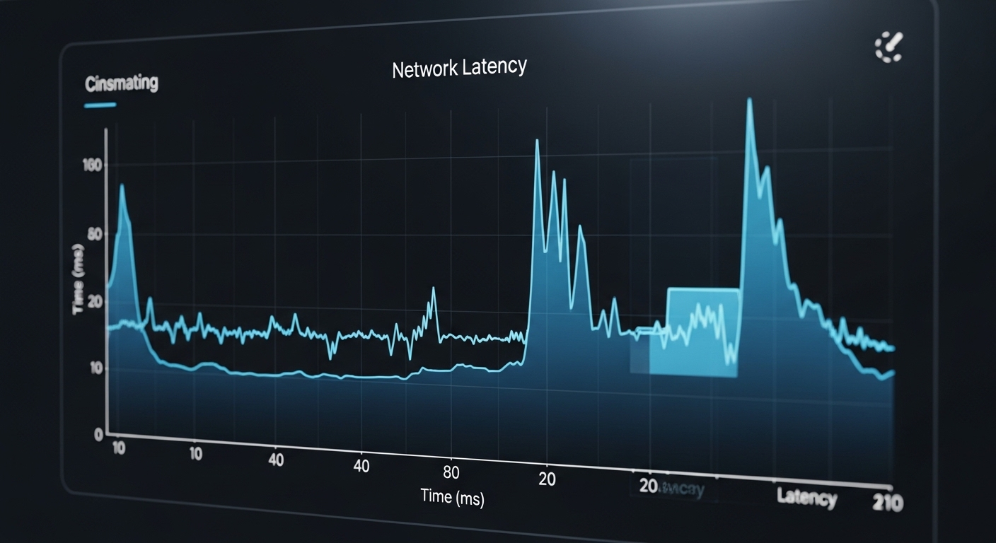 Màn hình kỹ thuật số hiển thị biểu đồ độ trễ mạng, minh họa hiệu suất kết nối để phân tích và tìm hiểu Cách Ping địa chỉ IP.