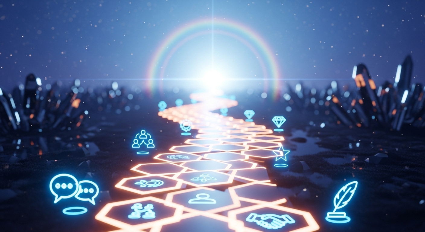 Con đường phát triển kênh YouTube bền vững hướng tới điều kiện bật kiếm tiền Youtube, với các biểu tượng nội dung chất lượng cao và tương tác cộng đồng.