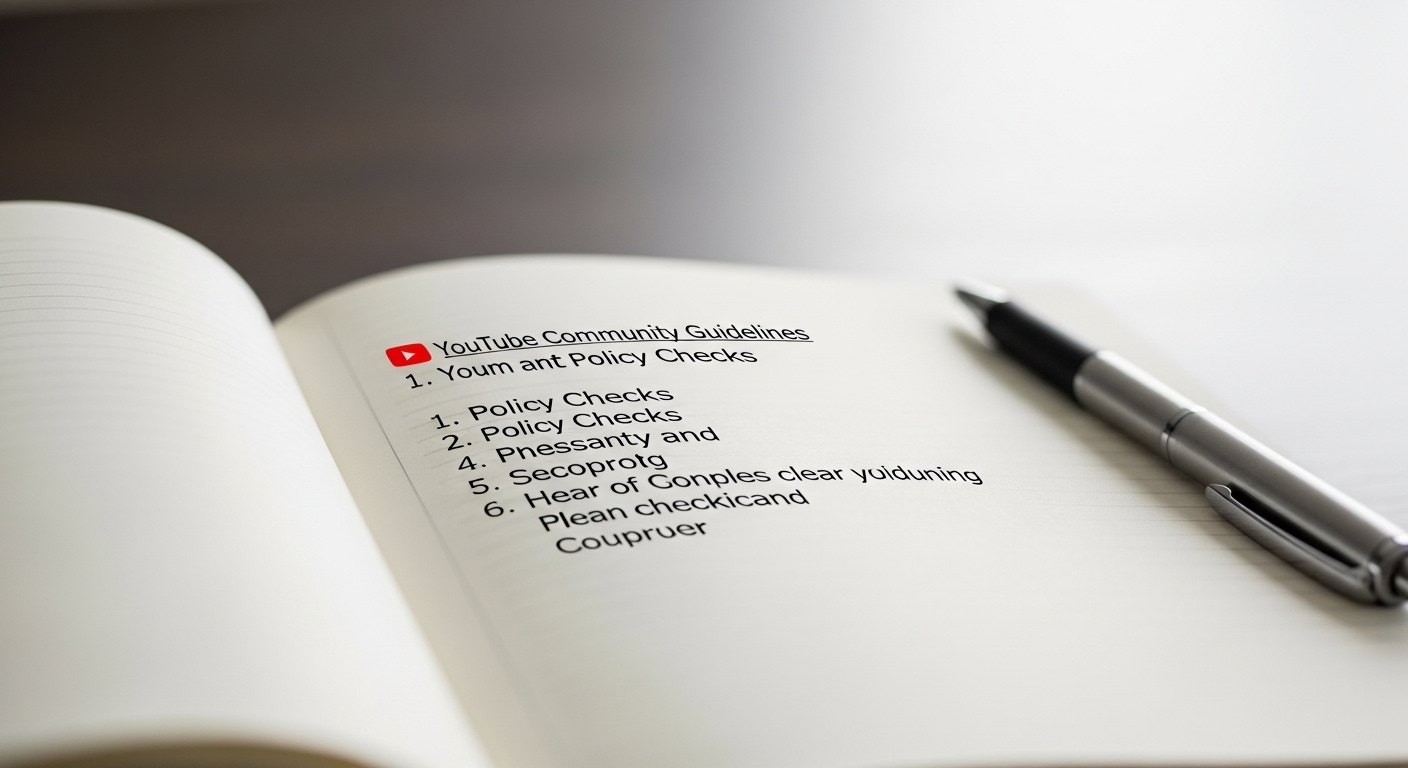 Sổ tay mở ghi chú danh sách hướng dẫn và chính sách cộng đồng YouTube, những điều kiện cần để hiểu rõ cách bật kiếm tiền trên Youtube thành công.