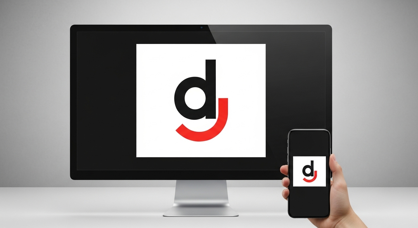 Logo đồ họa đơn giản, sắc nét hiển thị trên màn hình lớn và điện thoại, lý tưởng khi tạo logo Youtube chuyên nghiệp.