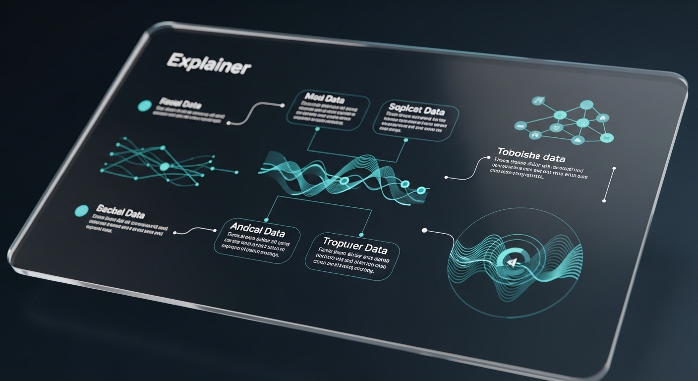 Video giải thích dữ liệu phức tạp với đồ họa sắc nét trên màn hình trong văn phòng hiện đại, minh họa cách tạo video bằng AI chuyên nghiệp.