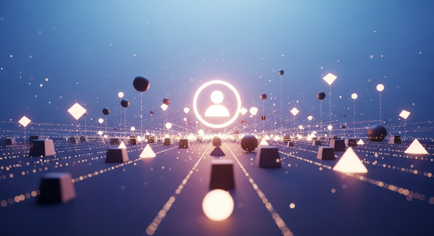 Minh họa trừu tượng về mạng lưới kỹ thuật số phát triển và hồ sơ người dùng, thể hiện tiềm năng kiếm tiền từ Tiktok cho người mới.