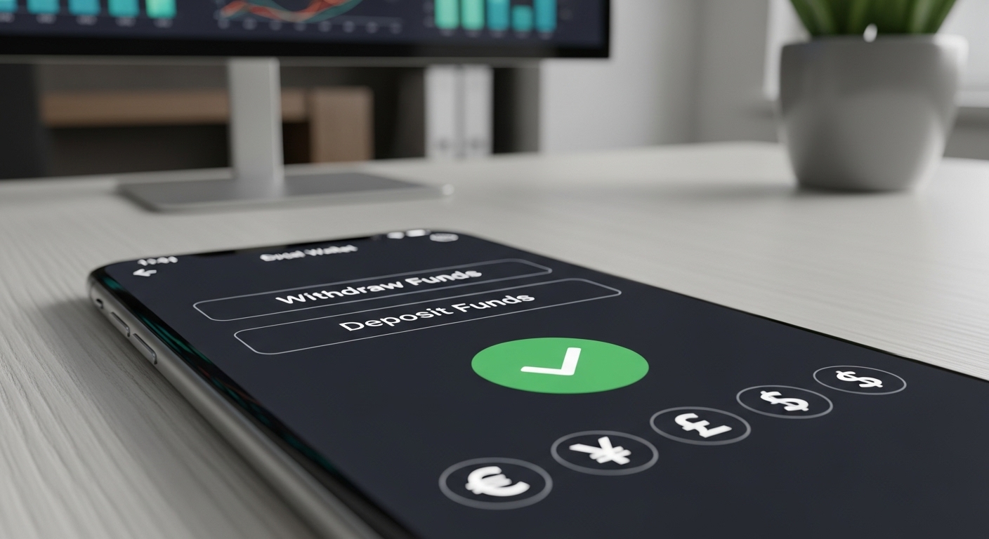 Màn hình điện thoại hiển thị giao diện ví điện tử an toàn với tùy chọn 'Rút tiền', minh họa việc quản lý và rút thu nhập hiệu quả sau khi bạn đã tìm hiểu Cách bật kiếm tiền trên Tiktok.