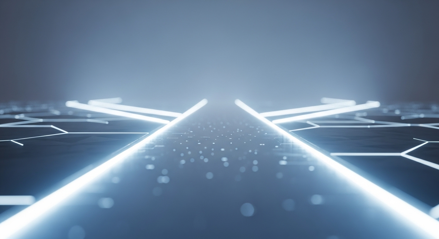 Lối đi kỹ thuật số rõ ràng và được chiếu sáng, tượng trưng cho định hướng an toàn và hiệu quả khi kiếm tiền online.