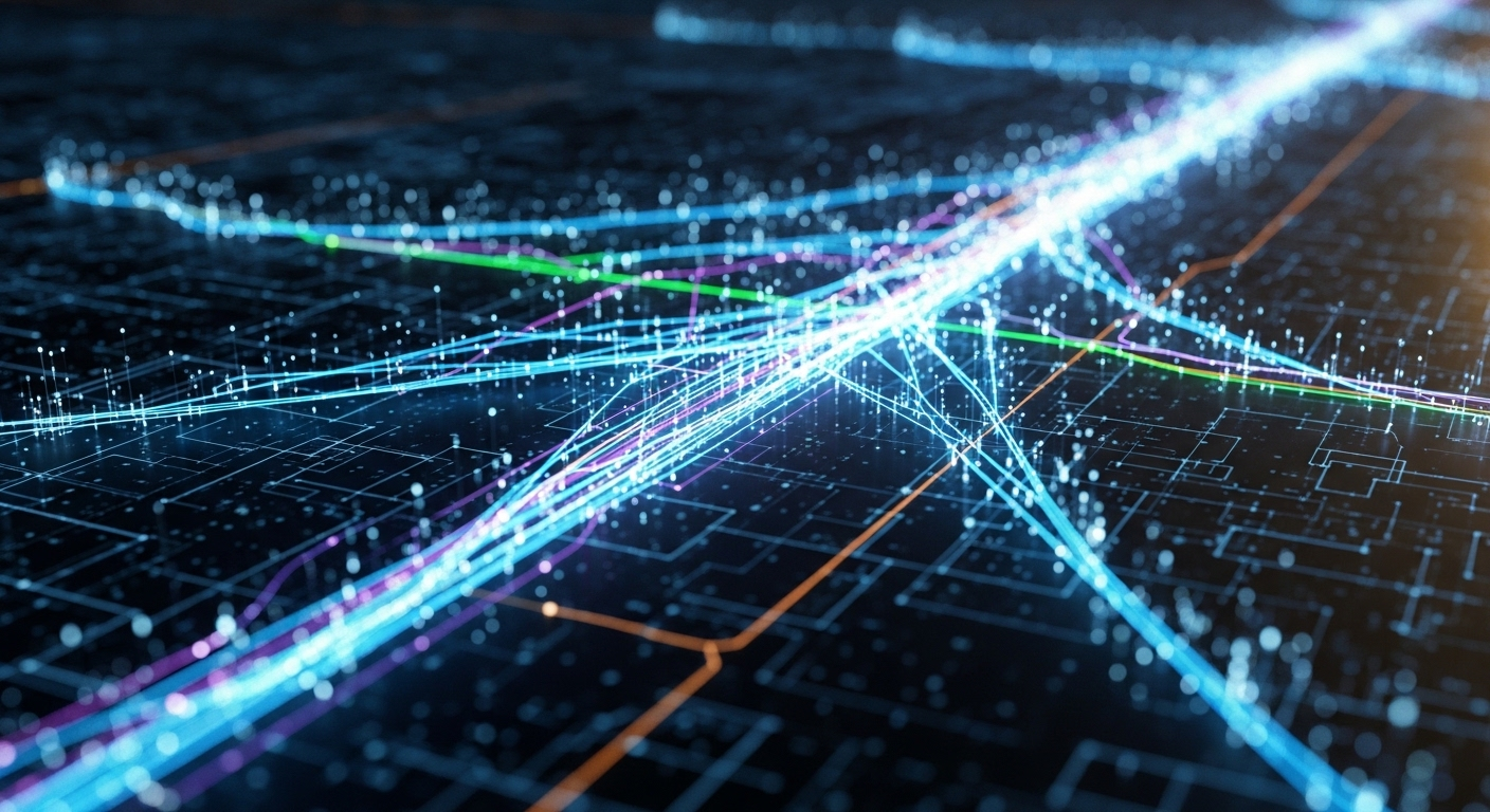 Mạng lưới kỹ thuật số phát sáng, minh họa truyền tải dữ liệu hiệu quả và kết nối toàn cầu, bối cảnh lý tưởng để tìm hiểu Proxy dân cư là gì.