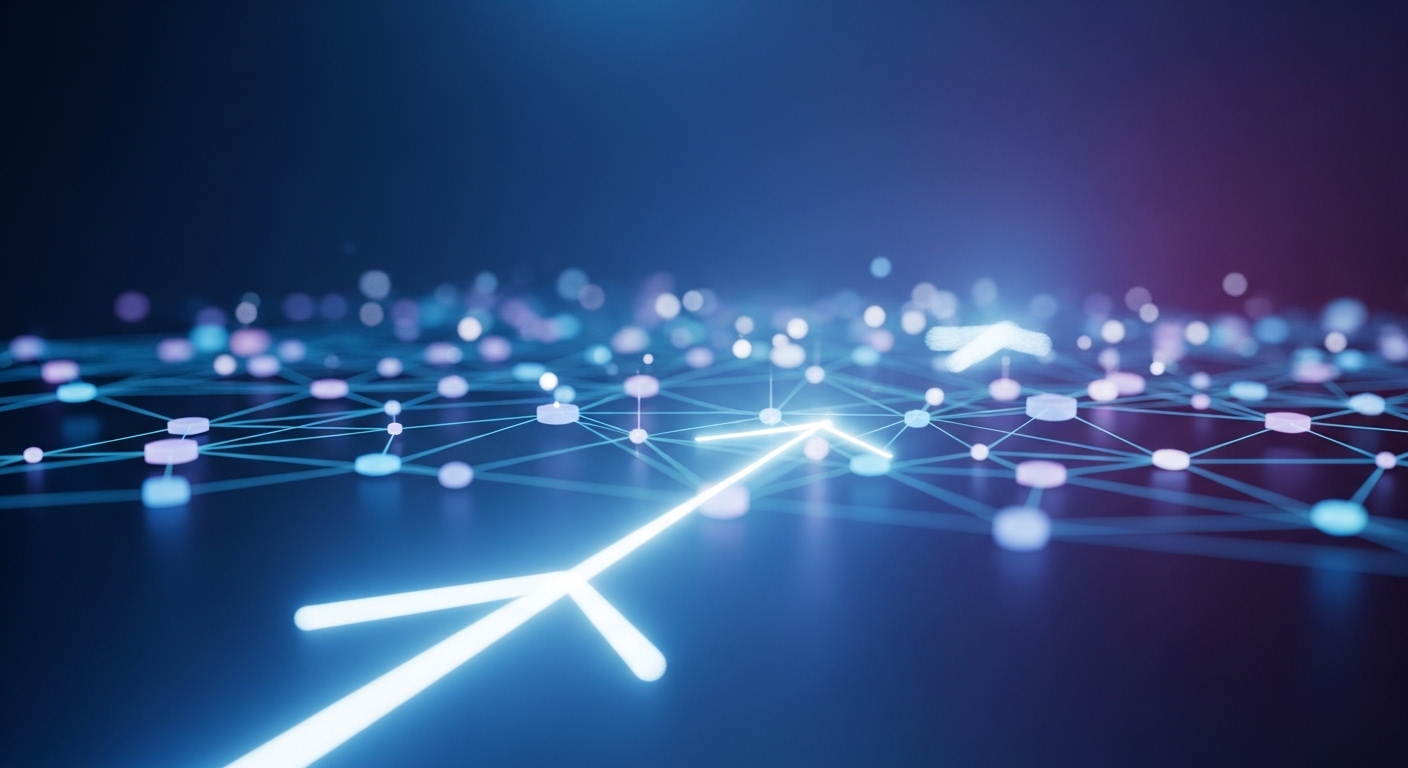 Con đường kỹ thuật số phát sáng từ các nút dữ liệu, tượng trưng chiến lược tăng trưởng thành công. Minh họa trực quan khi không có nội dung bài viết chi tiết. Con đường kỹ thuật số phát sáng từ các nút dữ liệu, tượng trưng chiến lược tăng trưởng thành công. Minh họa trực quan khi không có nội dung bài viết chi tiết.