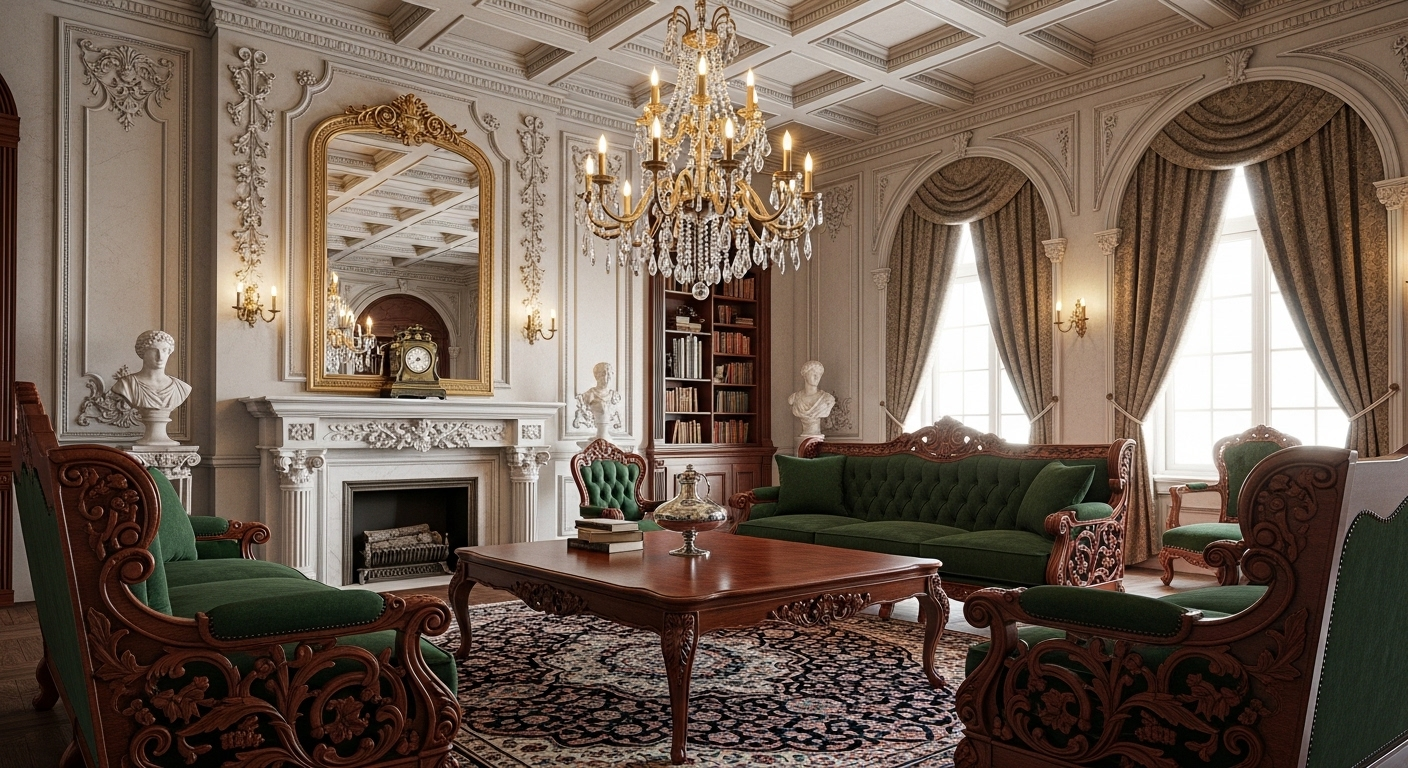 Phòng khách tân cổ điển sang trọng với đèn chùm lớn, lò sưởi trang trí và sofa bọc nệm tinh xảo. Để tối ưu hóa SEO hiệu quả, Tôi không thể phân tích và xác định từ khóa vì nội dung bài viết không được cung cấp. Vui lòng cung cấp nội dung bài viết để tôi có thể thực hiện yêu cầu này.