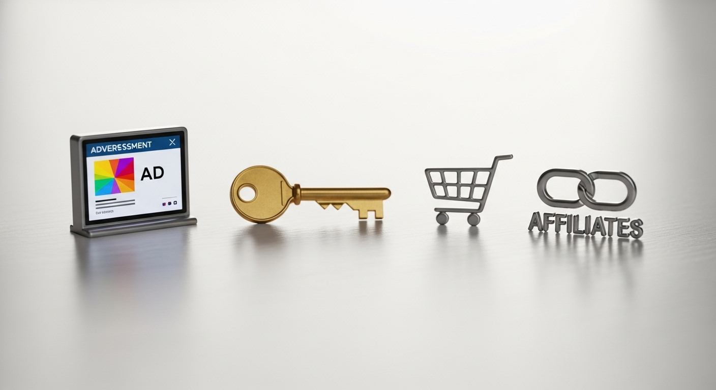 quảng cáo, hội viên, giỏ hàng, tiếp thị liên kết, thể hiện nhiều cách kiếm tiền hiệu quả trên YouTube sau khi biết cách bật kiếm tiền YouTube.