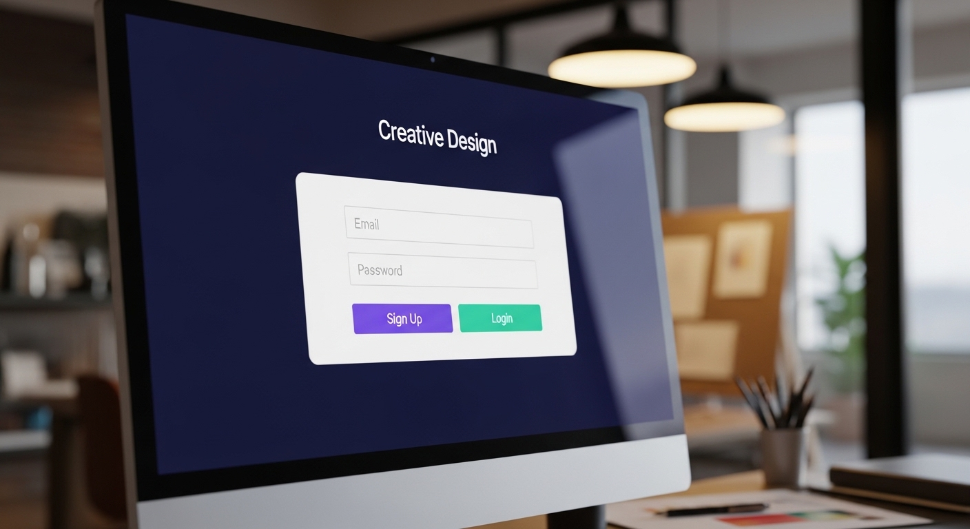 Giao diện đăng nhập và đăng ký trực quan trên màn hình máy tính, giúp bạn dễ dàng tải Canva về máy tính để bắt đầu sáng tạo thiết kế.