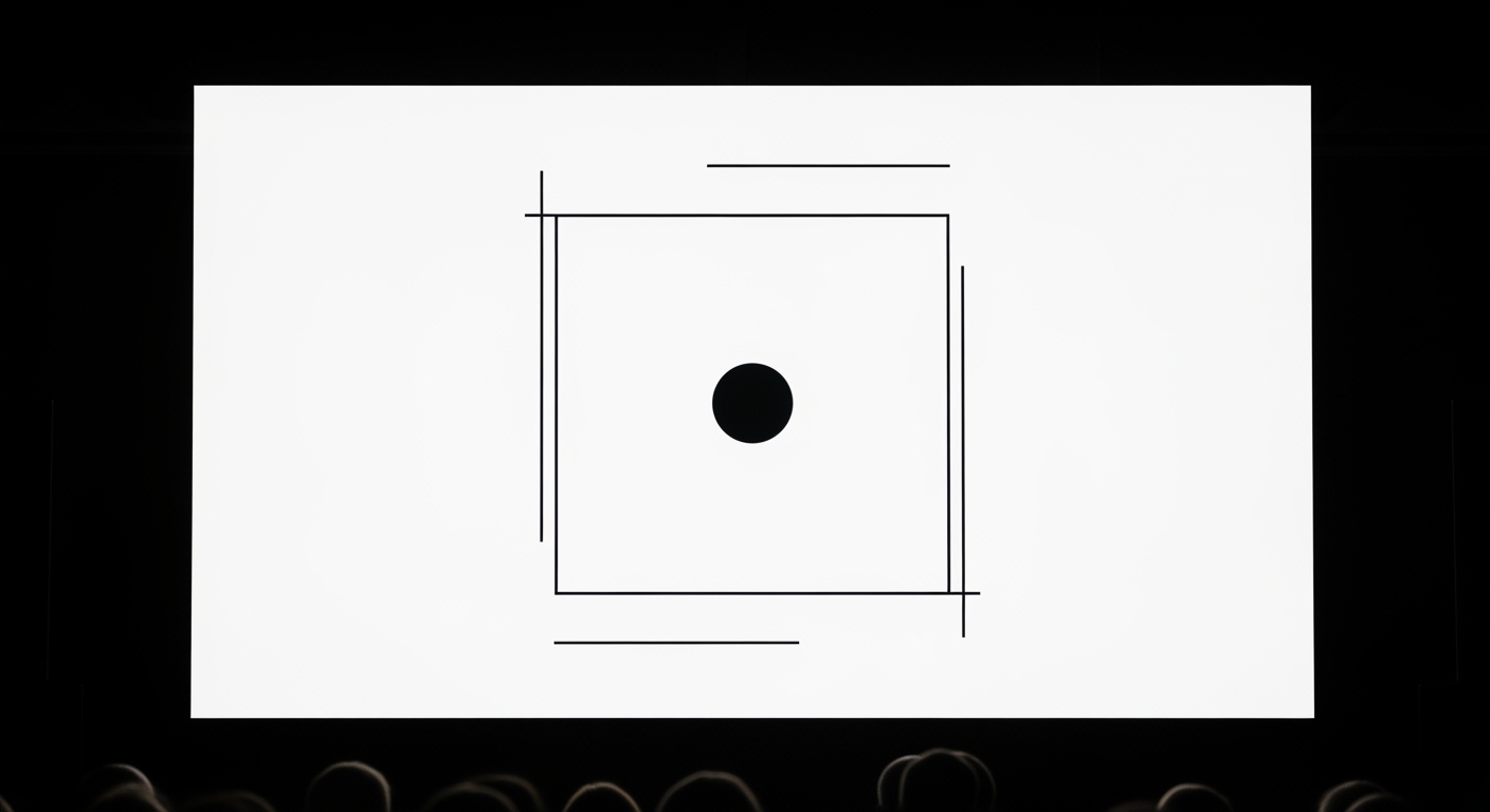 Thiết kế đồ họa tối giản và tinh tế với hình khối hình học, khoảng trắng cân bằng trên màn hình lớn, minh họa cách sử dụng Canva hiệu quả để tạo sự rõ ràng và hài hòa.